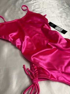 Satin Spaghetti-Strap Slip - Hot Pink